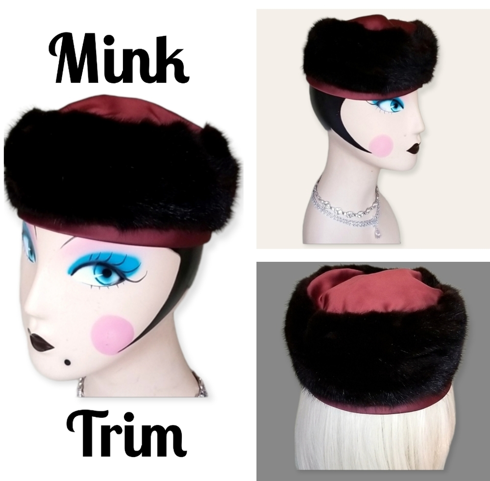Vintage Mahogony Mink Satin Hat